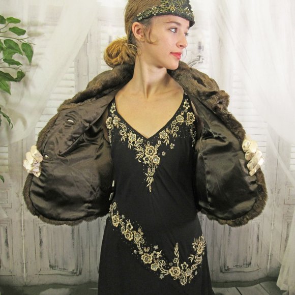Sz S Faux Fur bolero jacket, Ann Taylor Loft, Dark brown, Collar, Half sleeves - Picture 4 of 11